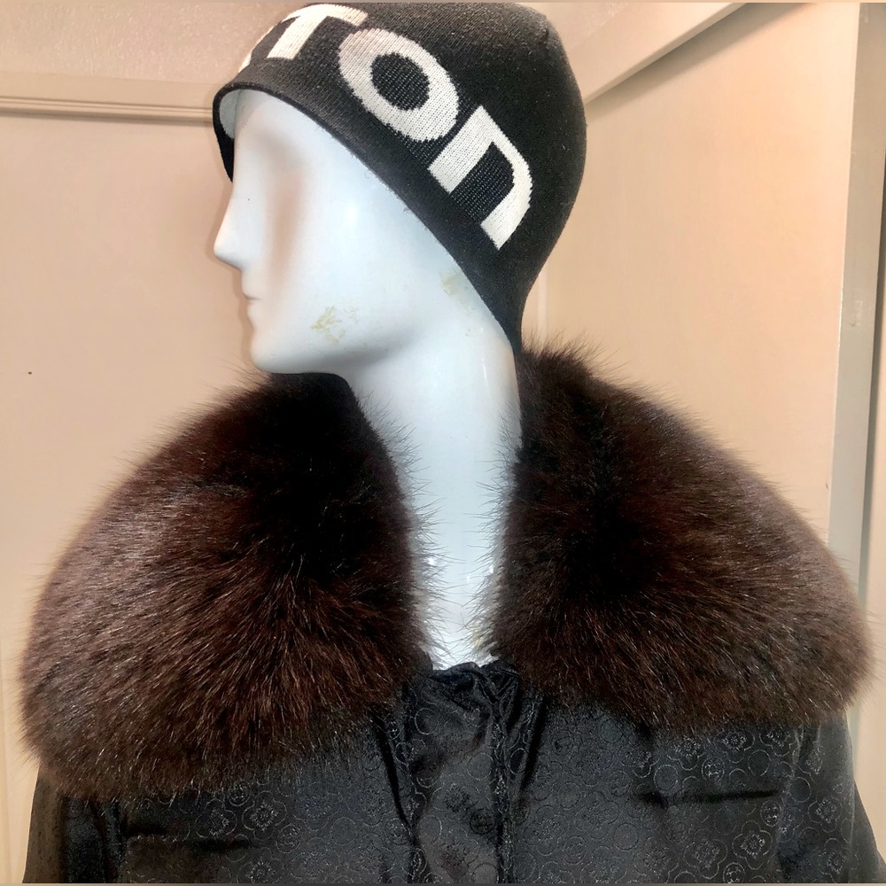 Laundry By Shelli Segal Mahogany Genuine Fur Collar Puffer Jacket